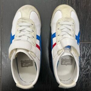 Onitsuka Tiger by Asics Kids White Sneakers with Blue & Red Accents